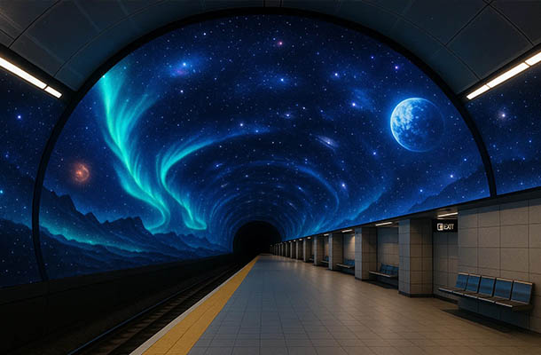 The Immersive Tunnel LED Display Using Flexible LED Modules Renovates the Subway Experience