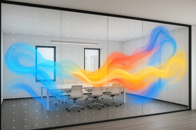 Enhancing Modern Office Spaces with Transparent LED Film Screens on Glass Walls