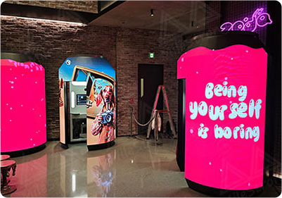 Milestrong P2 Can-Shaped LED Display Installed at Hong Kong Hysan Place, Providing an Interactive Photo Booth Ambiance