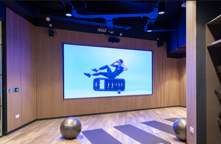 an led display in fitness room